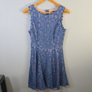 City Studio Blue Floral Lace Mini Dress Women's Size 9 Juniors Sweetheart